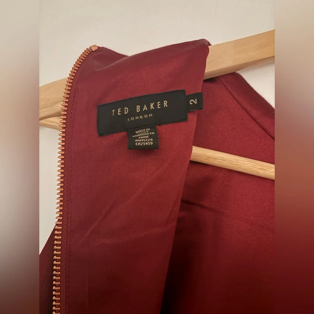 Ted Baker Burgundy/Maroon Sleeveless High/Low Dress - size 6 - Picture 6 of 16